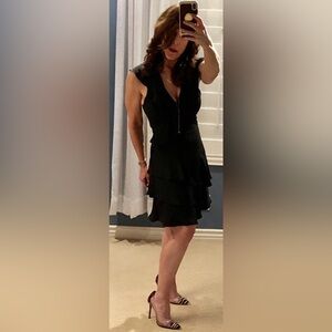 PARKER Black Ruffle Mini Dress